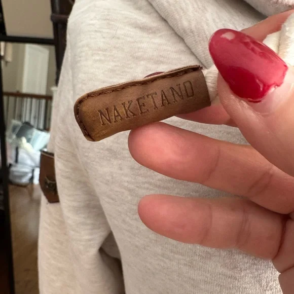 Naketano Oatmeal Heather Hoodie Sweatshirt with rope details - Picture 7 of 16